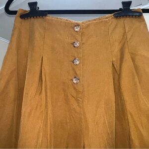 VETTA Capsule Button Fly Culottes Pants Gold Tencel Wide Leg High Waist Size 8